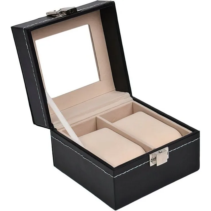 Sinoba Uhrenbox Uhrenkoffer Uhrenbox für Uhrensammlung in Leder-Optik Echtglas-Fenster