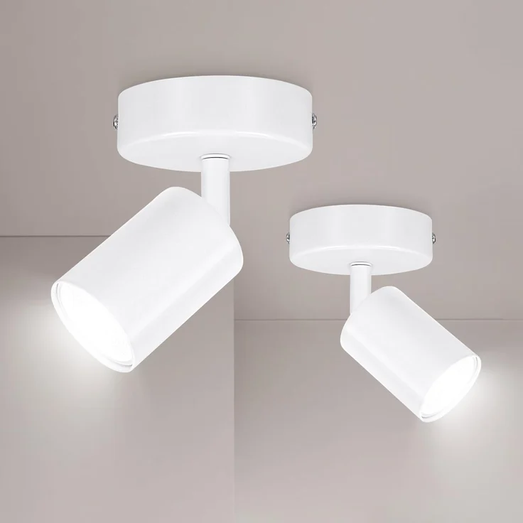 Ketom Deckenstrahler LED Weiß - 2er 1-Flammiger Deckenspot - GU10 Deckenlampe Spot Schwenkbar - Ohne Leuchenmittel