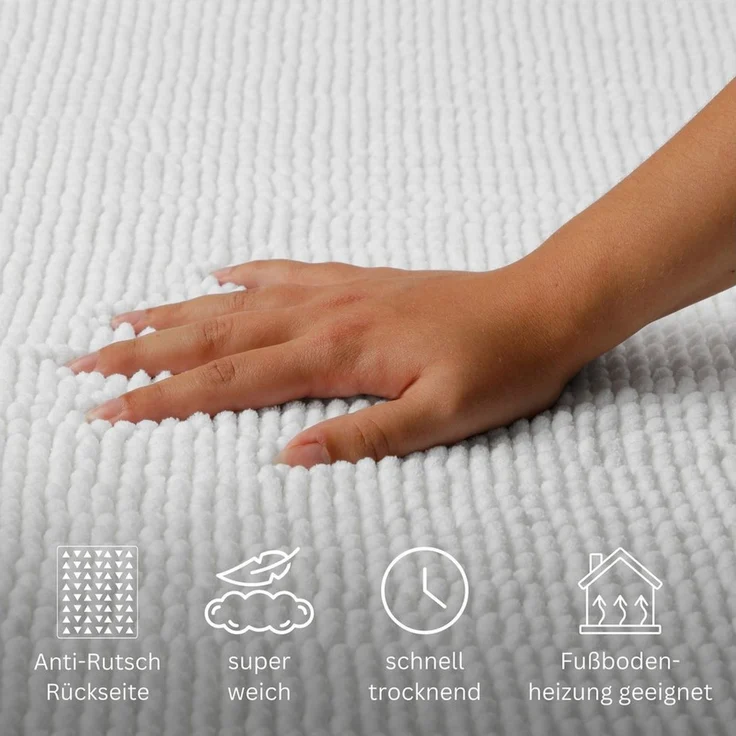 OTTO home Badematte Kaelan, weicher Chenille, Höhe 14 mm, rutschhemmend beschichtet, fußbodenheizungsgeeignet, Polyester, rechteckig, Badvorleger, Badteppich weiches Chenille, pastellfarben, Badezimmer – Bild 2