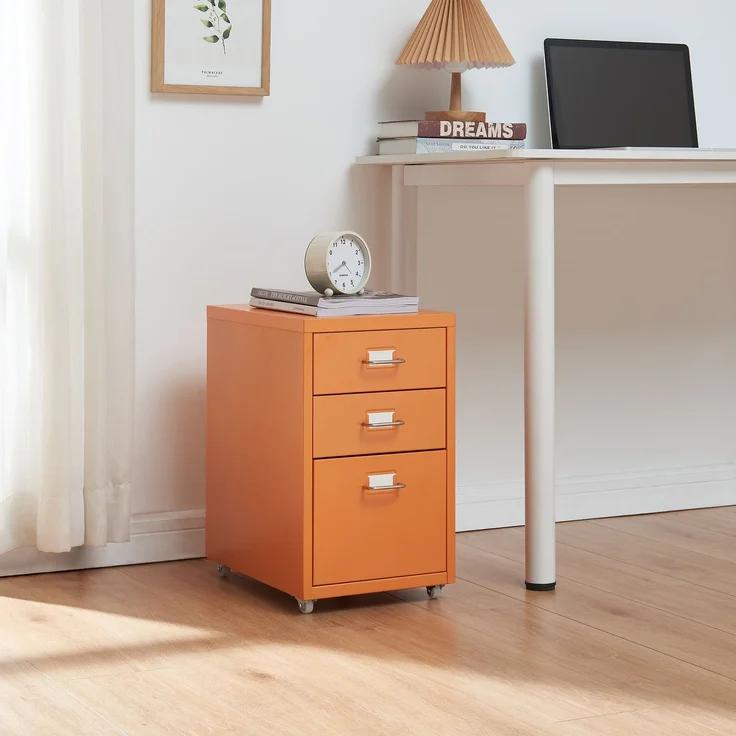 Rollcontainer Kökar mit 3 Schubladen 48x28x41 cm Orange [en. casa] – Bild 1