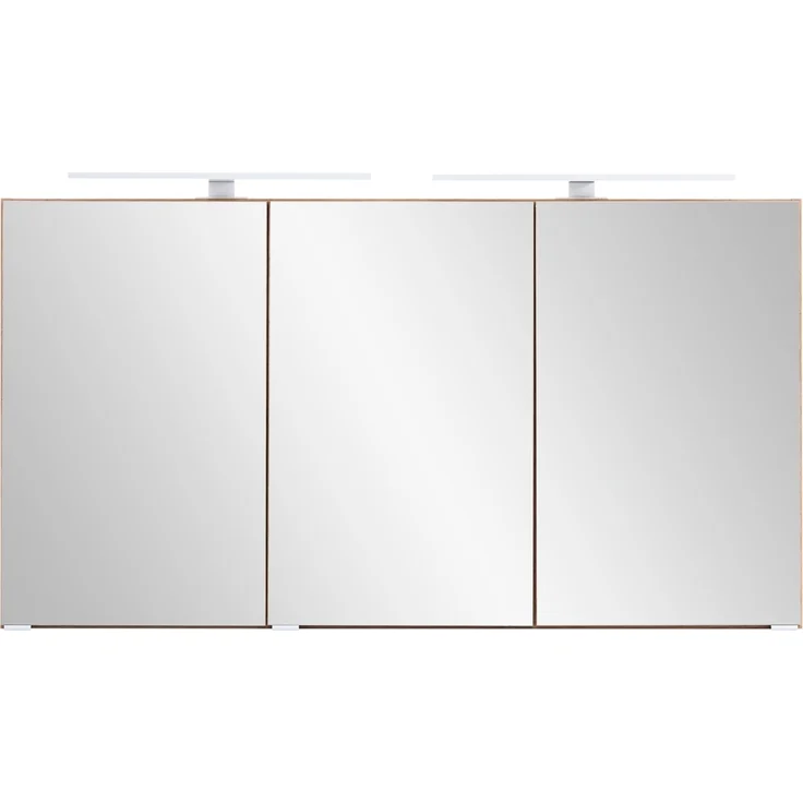 Badezimmer 3D-Spiegelschrank 120 cm breit VIDAGO-03 in Wotan Eiche Nb. mit LED Beleuchtung, B/H/T: ca. 120/64/20 cm – Bild 6