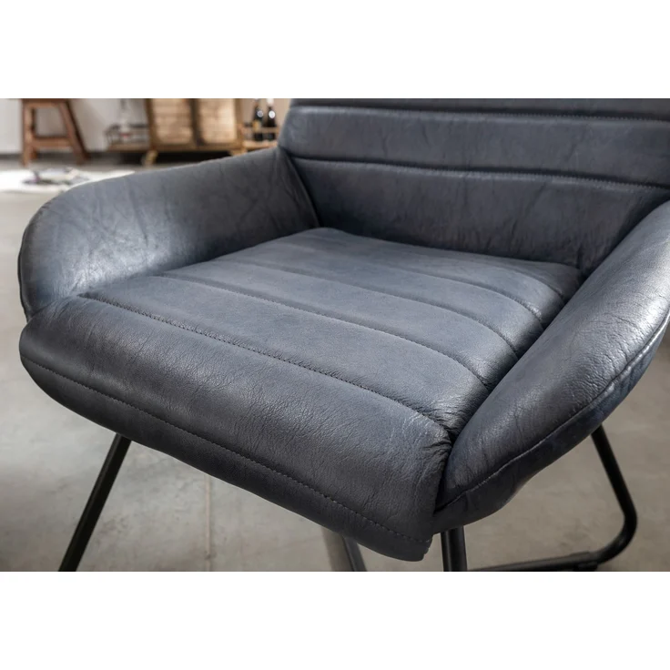 Stuhl Echtleder 59x68x93 blau IRON LABEL #15 – Bild 4