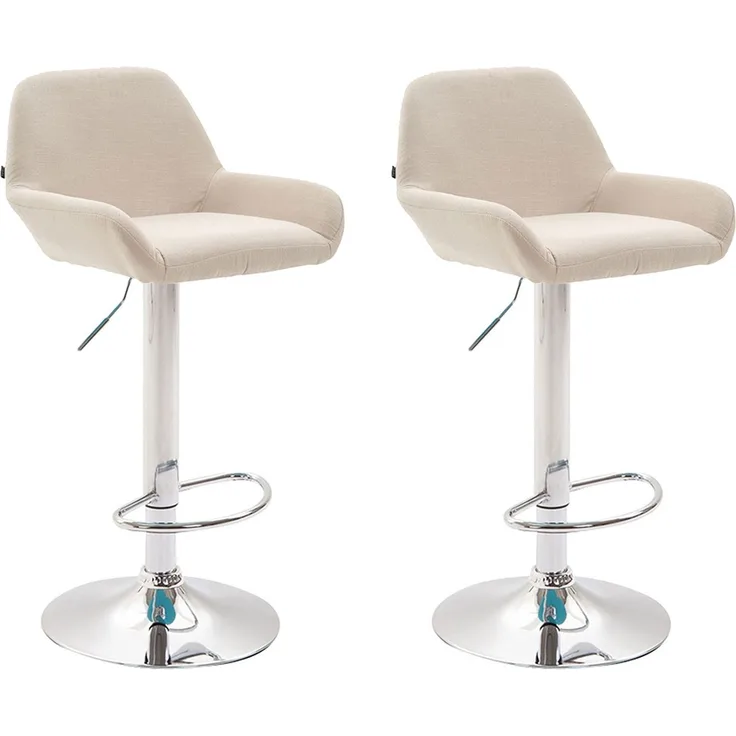 CLP 2er Set Barhocker Braga Stoff drehbar und höhenverstellbar,creme chrom