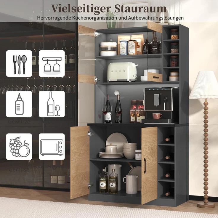 Küchenschrank Buffet Highboard Holz LED – Bild 5