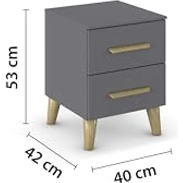 rauch Aditio Box, Nachttisch, 2 Schubladen, Massivholz-Fuß, mit Softclose-Funktion, Farbe Grau metallic, BxHxT 40x53x44cm – Bild 3