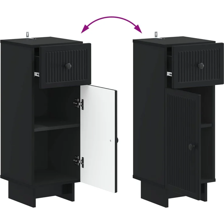 vidaXL 3-teiliges Badezimmer-Schranksystem EDE 3 stk. Schwarz 3417982 – Bild 7