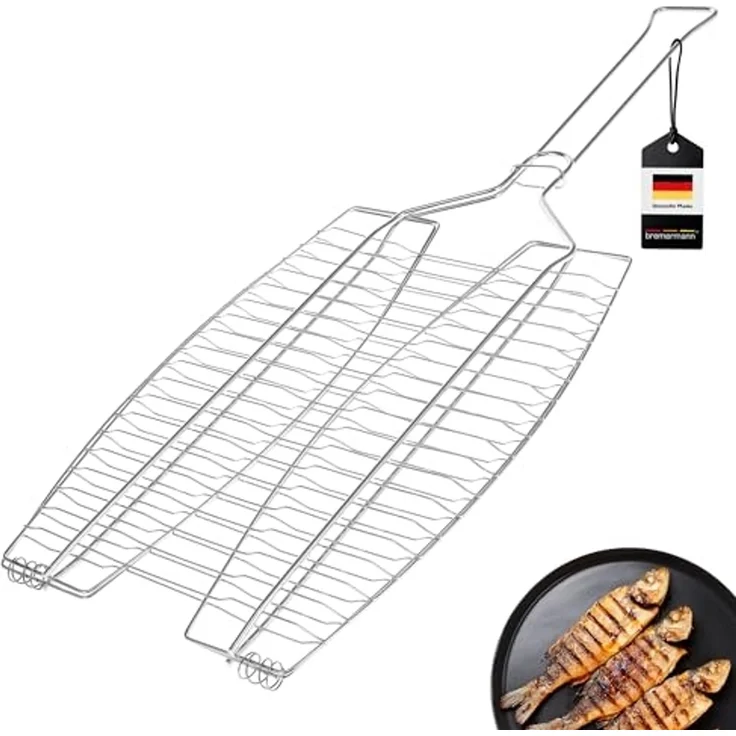 bremermann Grillguthalter Fischgriller 2fach // Edelstahl // ca. 65 x 26,5 cm // Fischbräter – Bild 1