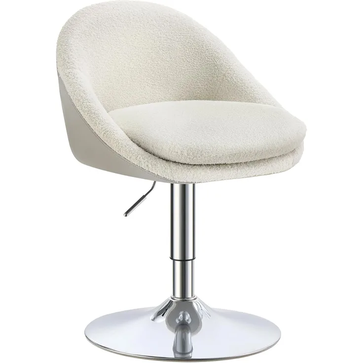 Vasagle Stuhl verstellbar, Schminkstuhl, Bürostuhl, drehbar, Barhocker mit Rückenlehne und Sockel, Stahl, für Theke, Büro, Schminktisch, Esszimmer