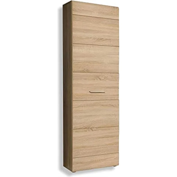 FORTE COMBINO SPEZIAL Schrank 55, Kleiderschrank klein Flurschrank schmal Garderobenschrank 1-türig mit Einlegeboden und Kleiderstange, Holzdekor: Sonoma Eiche, 55 cm breit x 194 cm hoch x 35 cm tief