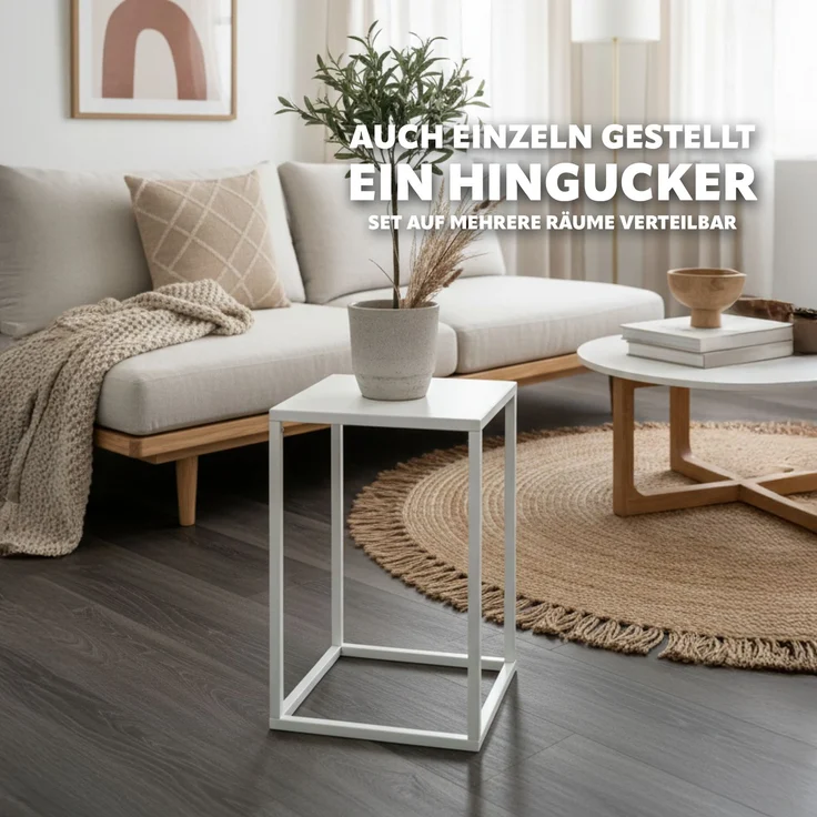 Blumenhocker 4er-Set, Metall-Blumenständer, Blumensäule weiß – Bild 3