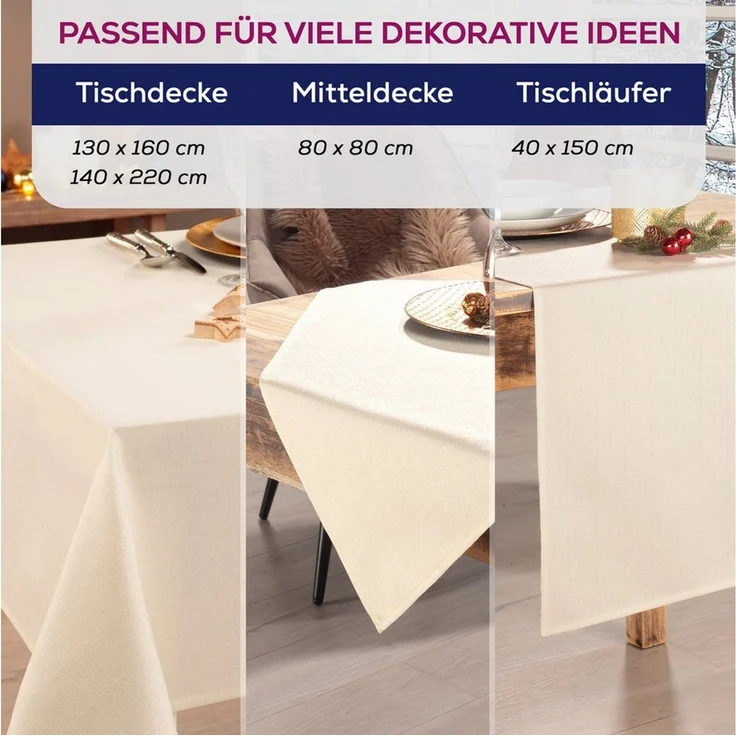 Beautex Tischdecke Lurex Tischdecke Weihnachten, Silber Gold glänzend, Weihnachtstisch (1-tlg) – Bild 2
