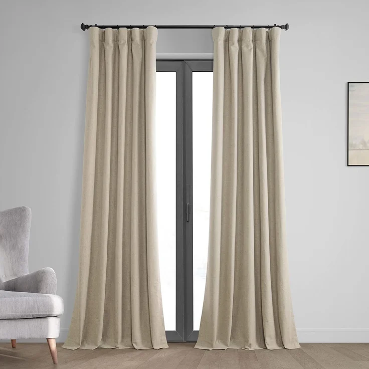 HPD Half Price Drapes Vintage Verdunkelungsvorhänge für Schlafzimmer und Wohnzimmer, 50 x 96 cm, Thermo-Kreuz-Leinengewebe, FLCW-CBO2203-96 (1 Panel) Hellbraun