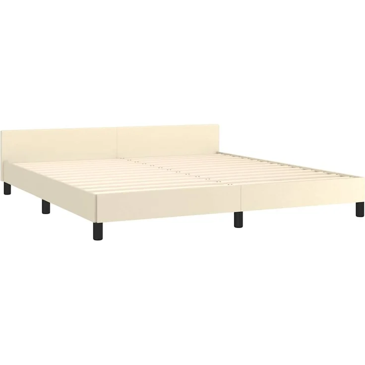 Doppelbett, Bettgestell Modernen mit Kopfteil ohne Matratze Creme 160x200 cm d941e – Bild 4