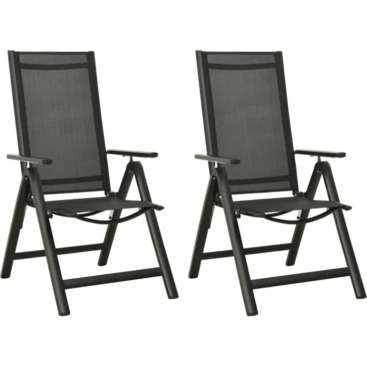vidaXL Klappbare Gartenstühle 2 Stk. Textilene und Aluminium Schwarz 312188