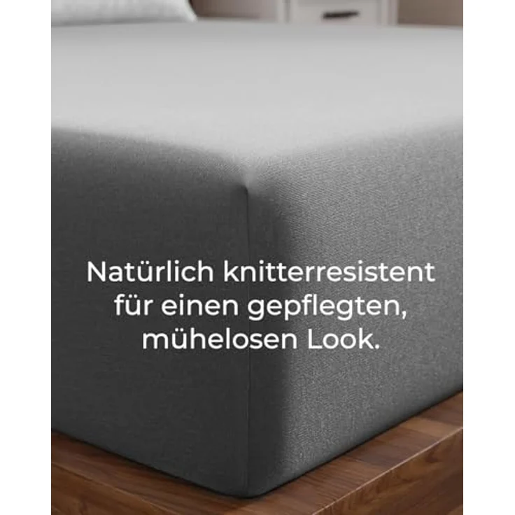 Spannbettlaken Jersey 140x200 - Baumwolle Boxspringbett 40cm - Dunkelgrau | Spannbetttuch, Rundumgummi, Dehnbar, Weich, Atmungsaktiv, Knitterfrei, Pflegeleicht, Baumwoll-Jersey, Bis 40cm, OEKO-TEX – Bild 6