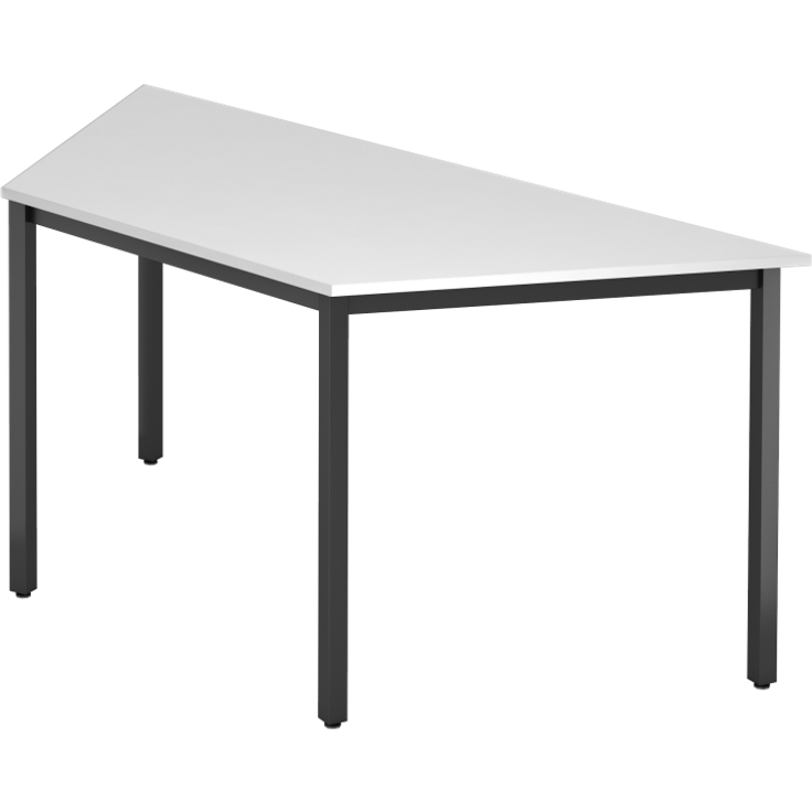 Trapeztisch 160x69cm Weiß / Schwarz