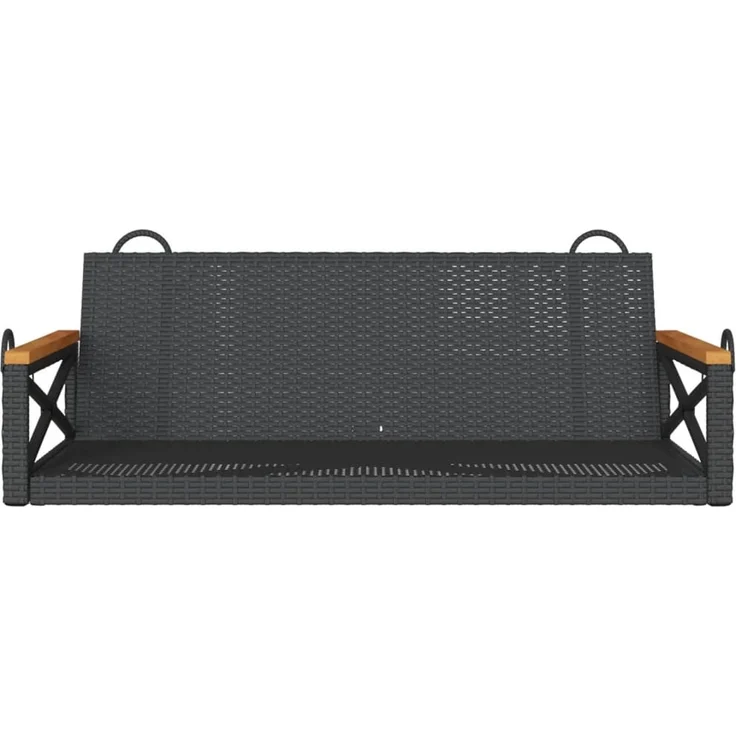 vidaXL Hängebank Schwarz 109x62x40 cm Poly Rattan 368152 – Bild 4