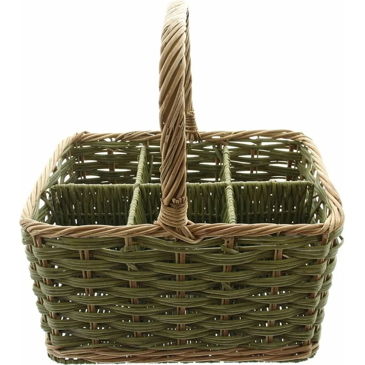 Flaschenkorb für 6 Flaschen Korb Weidengeflecht Aufbewahrungskorb Picknick grün – Bild 6