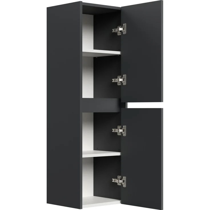 Badezimmer Hochschrank 112cm Softclose Taifun zur Wandmontage grafit : Grafit – Bild 2