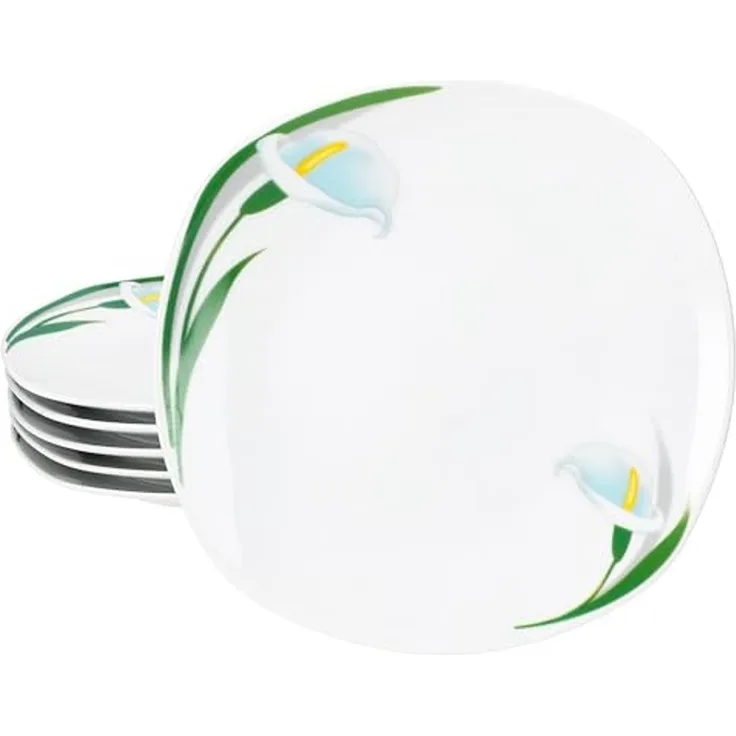 MamboCat Frühstücksteller 6x White Calla Kuchenteller Porzellan 6 Personen florale Teller