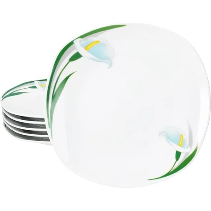 MamboCat Frühstücksteller 6x White Calla Kuchenteller Porzellan 6 Personen florale Teller – Bild 1