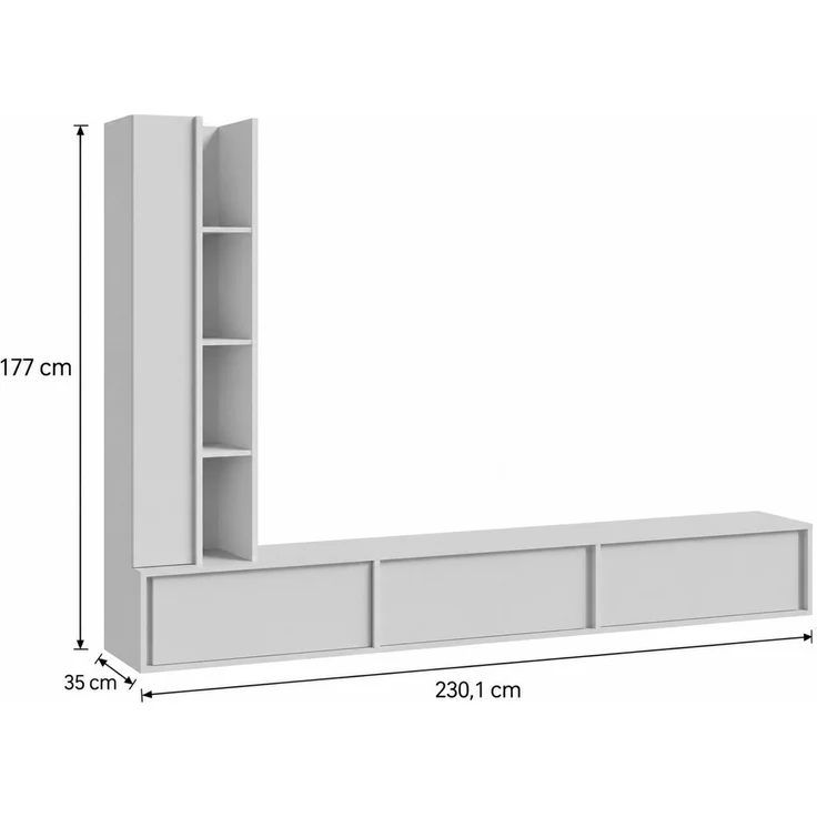 AX LIVING Varelo TV-Wände Eiche Carmel – TV-Board 230 cm hängend, Regal links – Bild 5