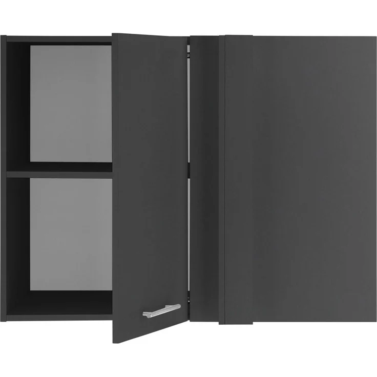 XORA 'PRIMUS' Aufsatz Eckschrank, Holznachbildung anthrazit, 100 x 76 x 68 cm, höhenverstellbare Fachböden – Bild 3
