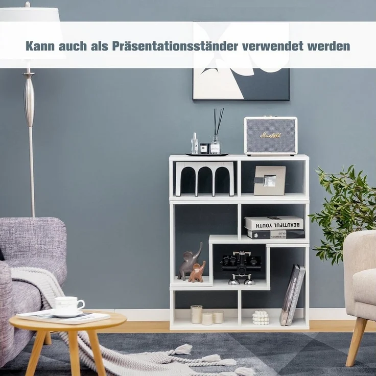 COSTWAY Fernsehschrank Holz 3-teilig, Frei Kombinierbar, Fernsehtisch für TVs bis zu 65", Eckregal Ausziehbar, TV Lowboard TV Schrank, Multifunktionaler Bücherregal, Aufbewahrungsregal (Wei?) – Bild 3