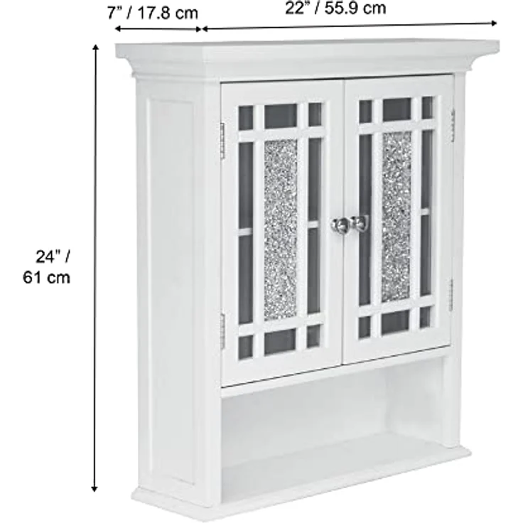 Teamson Home Badezimmer Windsor Holzwandschrank 2 Türen Weiß ELG-527 – Bild 4