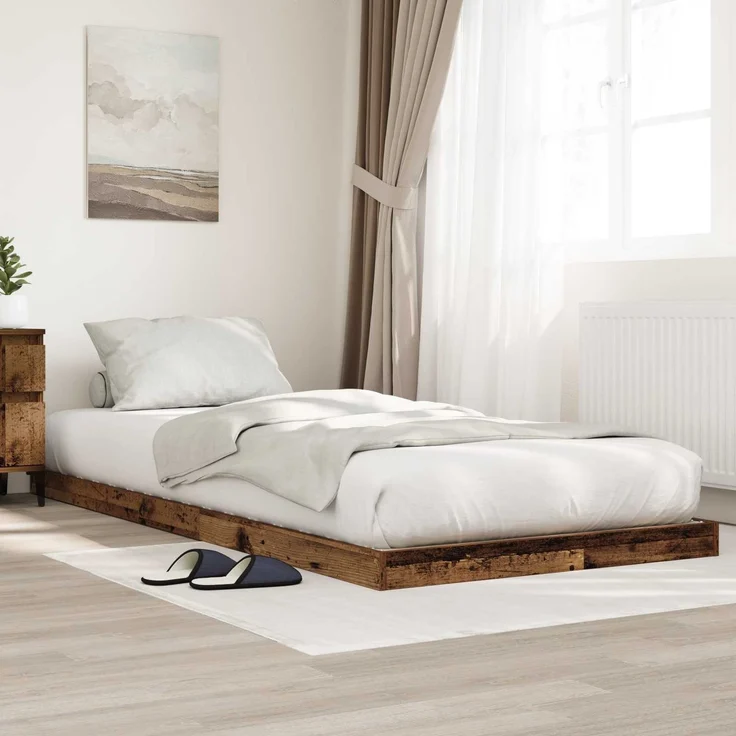 vidaXL Bodenbettrahmen, Altholz Braun, 76,5x200 cm – Bild 1