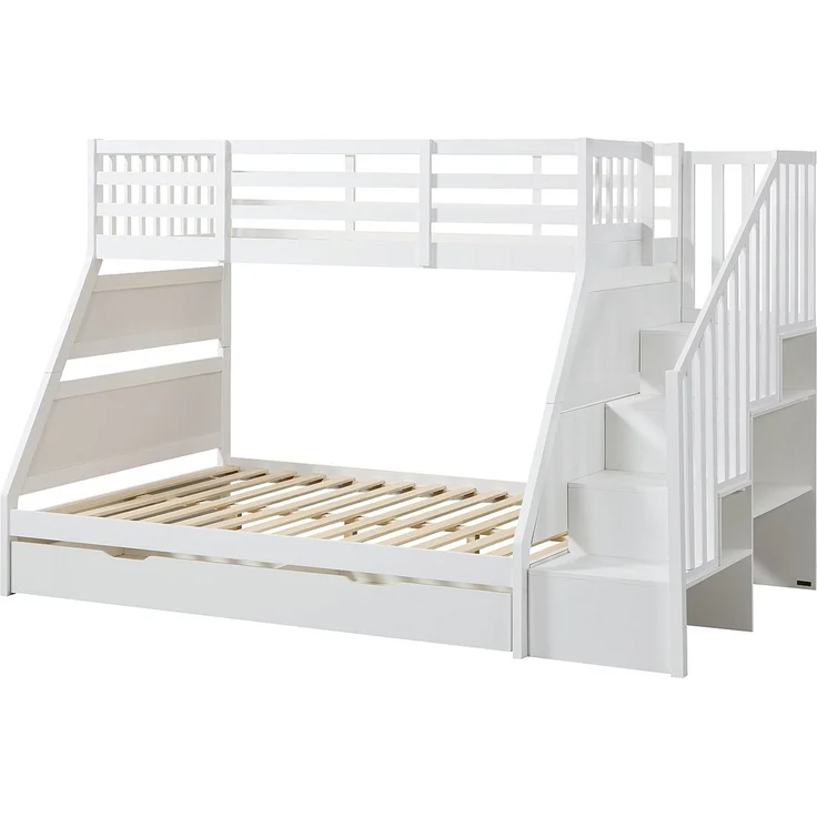 Vente-unique - Etagenbetten 90 und 140 x 190 cm mit Stauraum - Kiefer und MDF - Weiß - LAKAYO – Bild 3