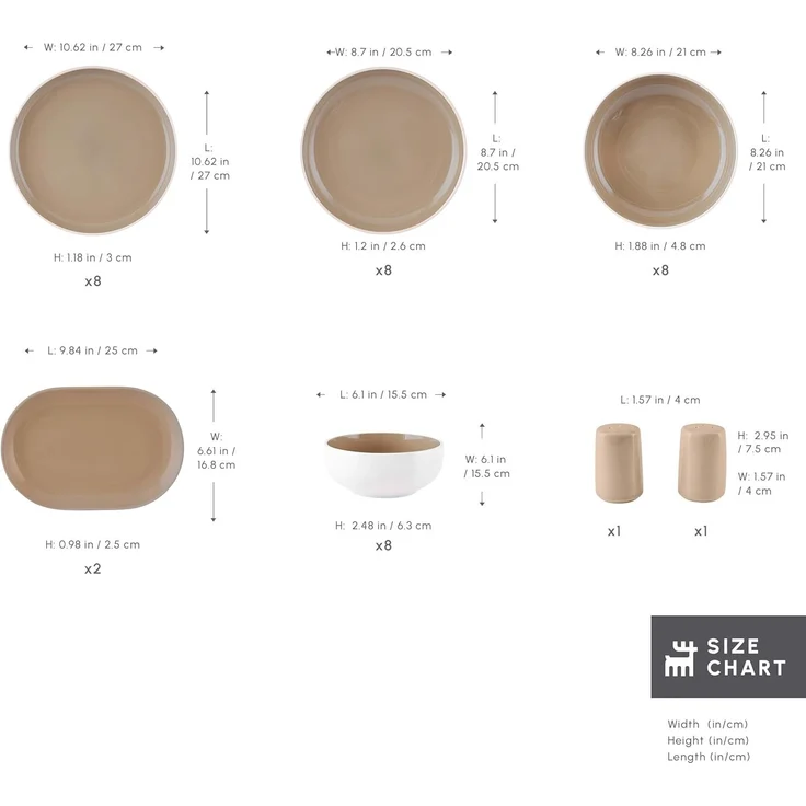 Karaca Geschirr-Set Karaca Terra Geschirrset für 8 Personen 36-tlg Tafelservice - Creme – Bild 2