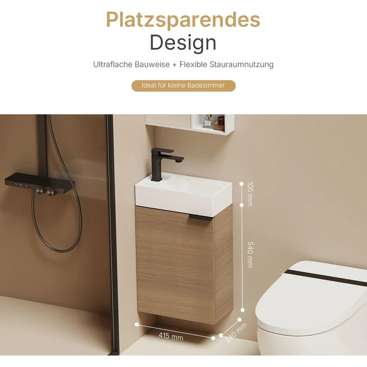 EMKE Badmöbel-Set mit Waschbecken 41.7×24×64.6cm Sonoma-Eiche – Bild 5