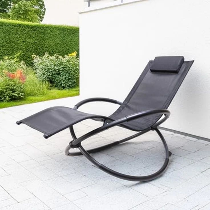 Albatros Premium Gartenliege X-FORM, Schwungliege mit Kopfkissen, wetterfest und ergonomisch, belastbar bis 160 kg, modernes Design – Bild 2