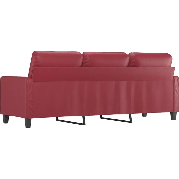 3-Sitzer Sofa, Couch 3 Sitzer Weinrot 180 cm Kunstleder – Bild 5