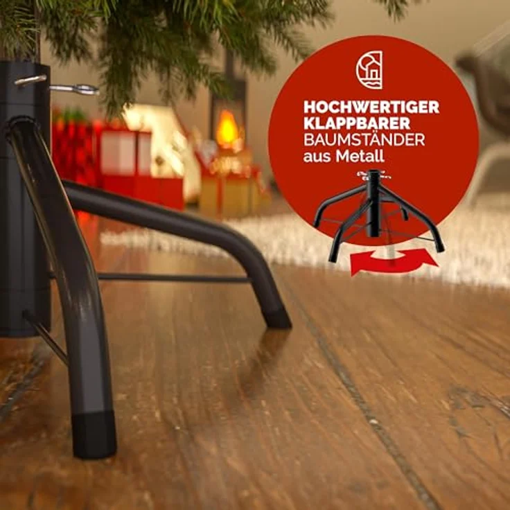 Casaria Künstlicher Weihnachtsbaum, 140cm dichte Spitzen naturgetreu Metallständer Schnellaufbau flammfest – Bild 7
