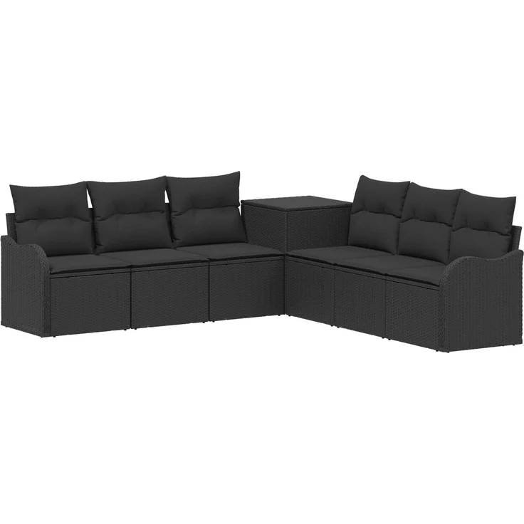 vidaXL Sofa Set 7 stk. Schwarz Polyrattan und Stahl 3448674 – Bild 2
