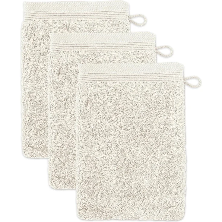 Möve Superwuschel Waschhandschuh 15x20 cm aus 100% Baumwolle, Nature 3er Set – Bild 1