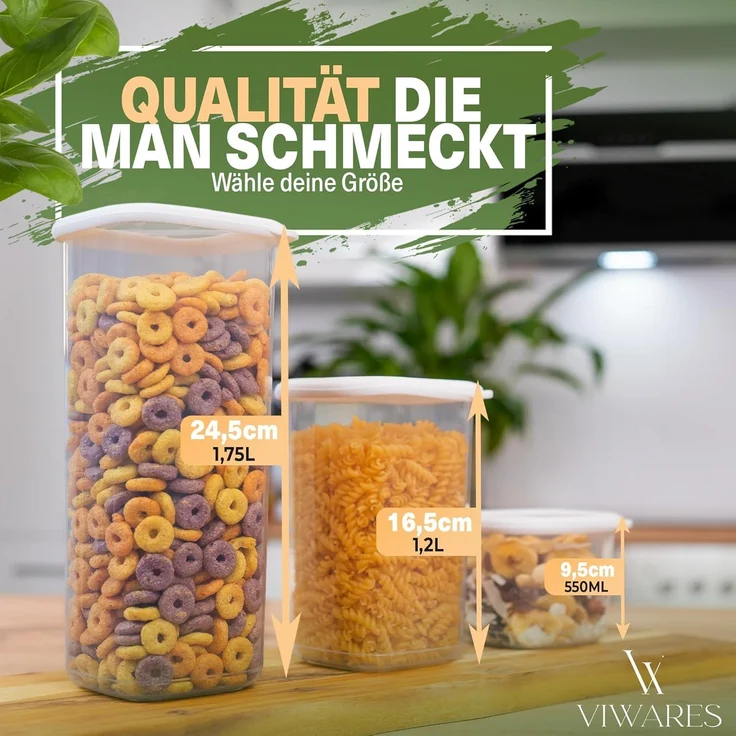 Viwares Vorratsdose Viwares Vorratsdosen-Set Mix Weiß SERIE FOLY 12er, Kunststoff, (Set, 12-tlg, 12er), BPA Frei Stapelbar Luftdicht – Bild 2