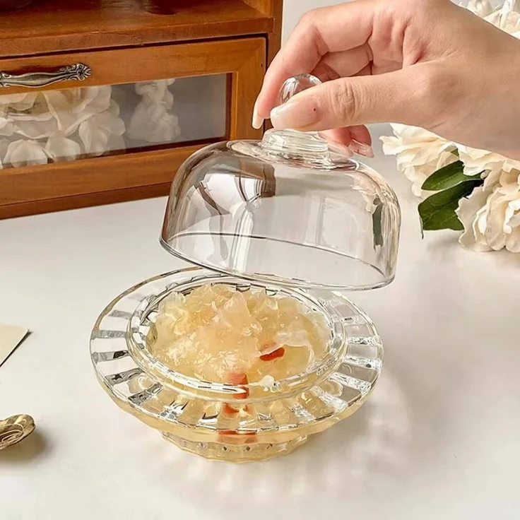 Glas-Zuckerdose mit Deckel - ø10 cm, Stilvoll & Praktisch – Bild 4