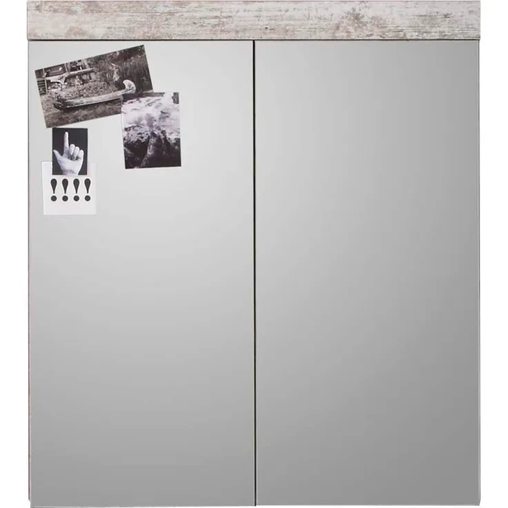 Badmöbel Spiegelschrank Cancun ohne Spiegellampe Pinie weiß Shabby 72 cm