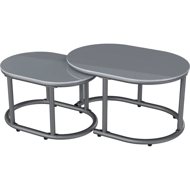 Merax Gartenmöbel-Set für 6 Personen, Eisen / Polyester grau, 243,5x186x80 cm – Bild 8