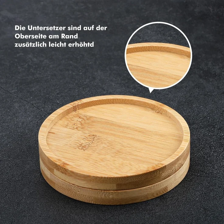 Bambus Untersetzer rund 6er Set Holz Glasuntersetzer Getränke Tassen Bar – Bild 6