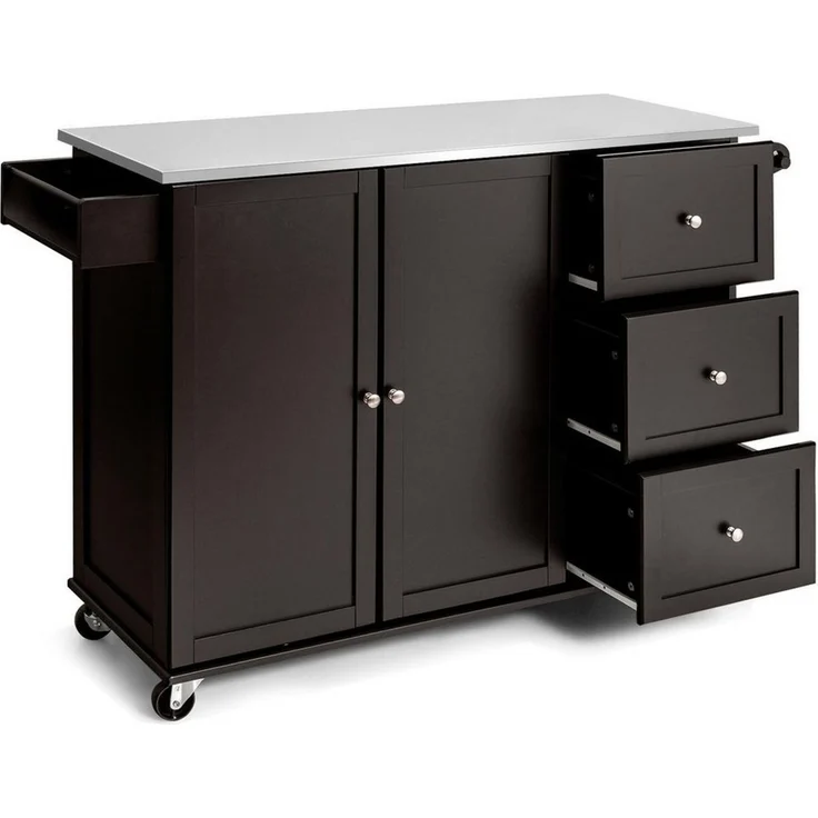 COSTWAY Küchenwagen, mit 3 Schubladen, Arbeitsplatte & verstellbarer Ablage – Bild 1