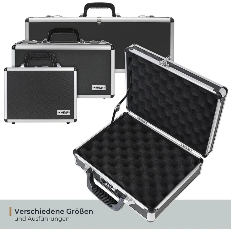HMF Aufbewahrungsbox Transportkoffer mit Noppenschaumstoff im Deckel und Boden, Universalkoffer mit Zahlenschloss, 31 x 26 x 11 cm – Bild 6