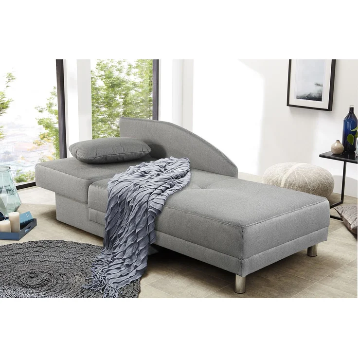 Récamiere-Schlafsofa Federkern Couch Liege Gästebett mit Bettkasten in Hellgrau – Bild 3