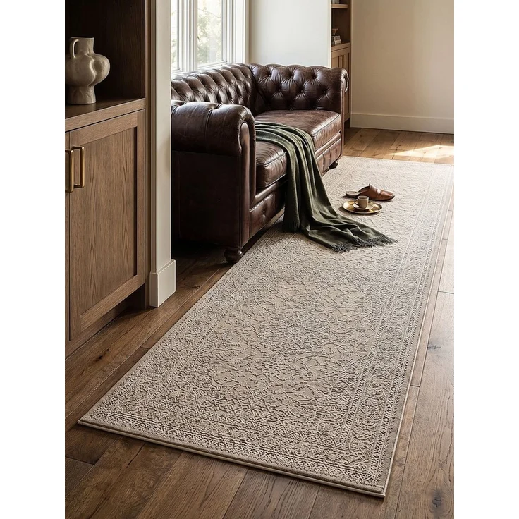 KADIMA DESIGN Teppich KASOS Teppichläufer Beige 80x150 Uni Polyester Wohnraum, Läufer, Höhe: 14 mm, Saugroboter-geeignet, Strapazierfähig, Farbecht, Pflegeleicht – Bild 1