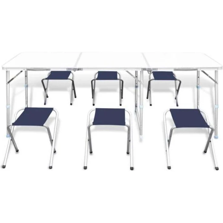 vidaXL Klappbarer Campingtisch mit 4 Hocker Höhenverstellbar 180x60 cm 41329 – Bild 2