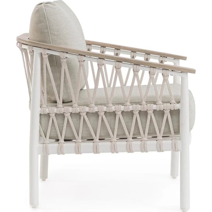 2er-Set Gartensessel Xinef - Aluminium & Seilgeflecht, inkl. Kissen, Off-White – Bild 5