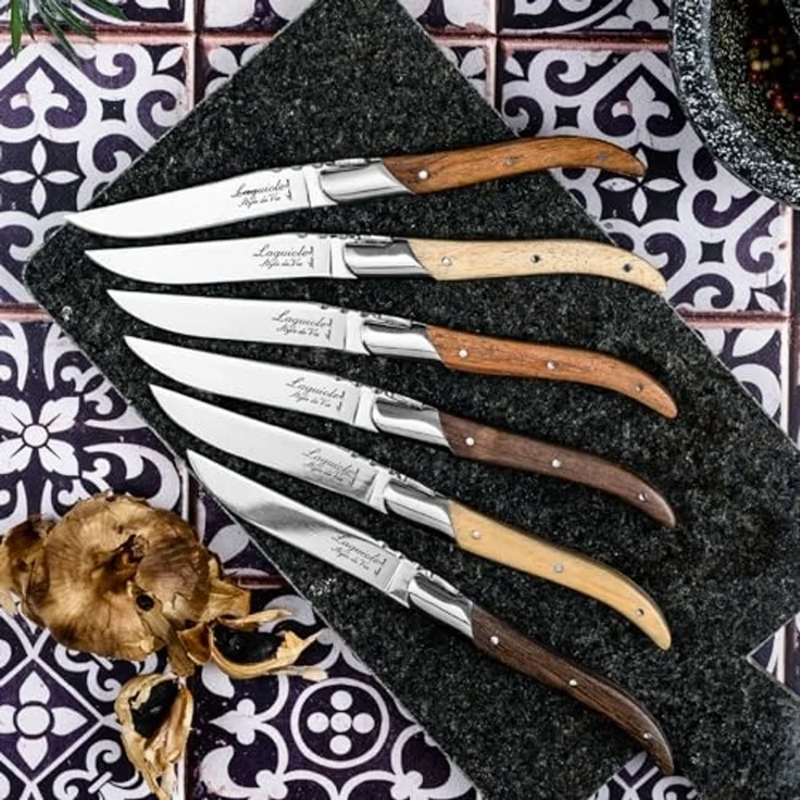 Laguiole Style de Vie Steakmesser LAGUIOLE STEAKMESSER "MISCHHOLZ", 6 Holzarten, 6 Messer im Etui – Bild 2
